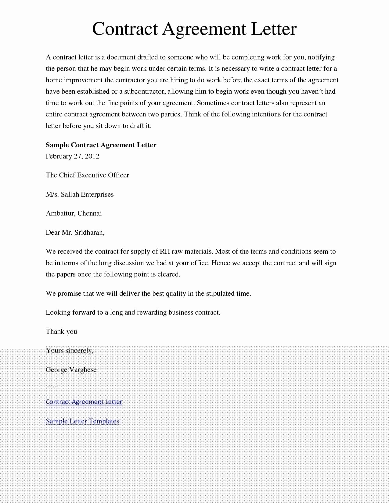 agreement email sample