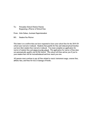 application fee waiver email sample