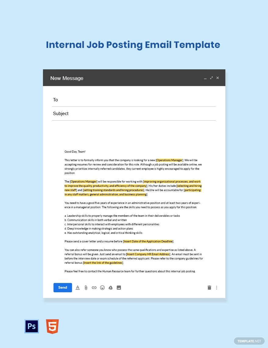 applying for internal position email