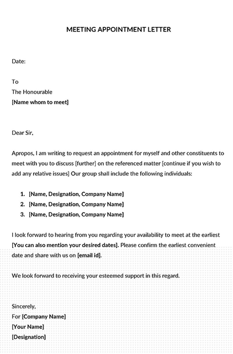 appointment letter for meeting with client