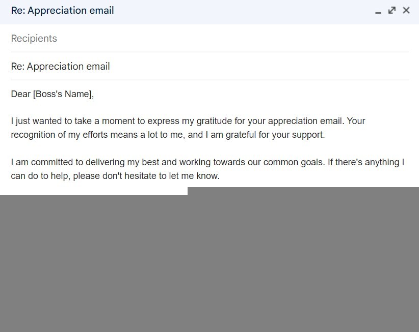 appreciation mail reply