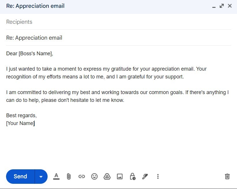 appreciation reply to boss