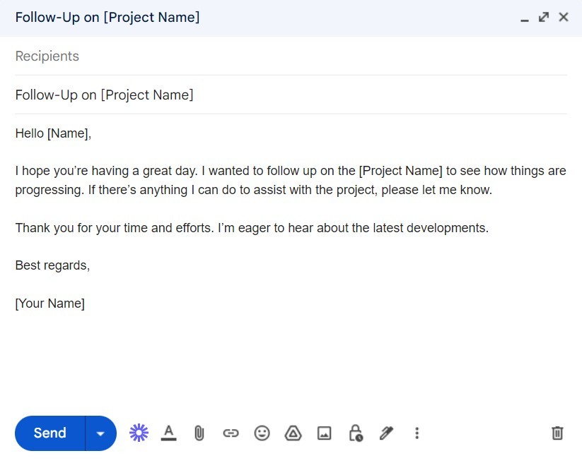 asking for an update professionally
