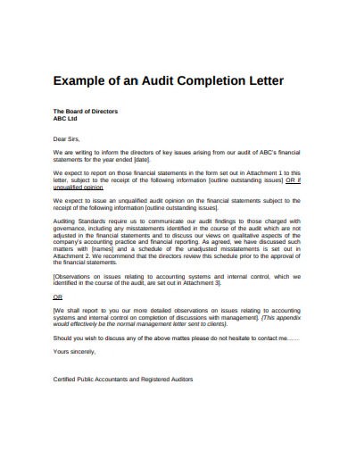 audit mail format