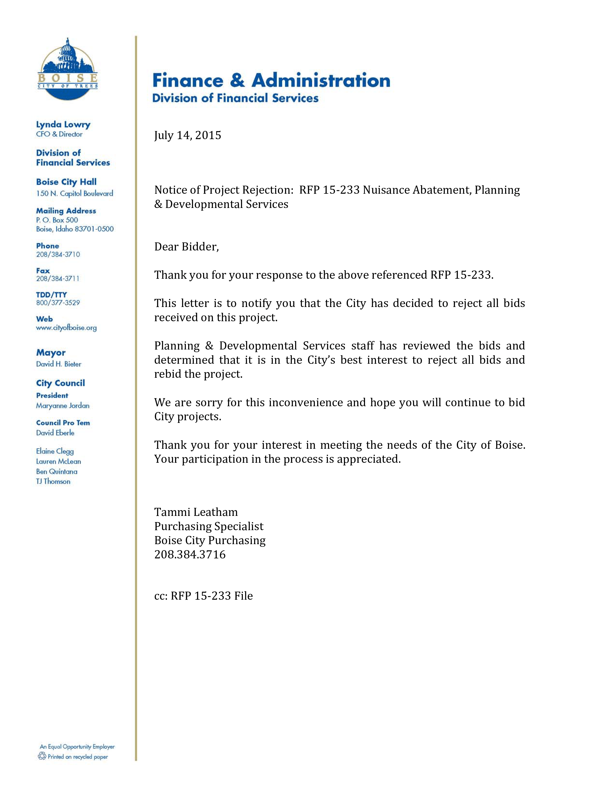 bidding email sample