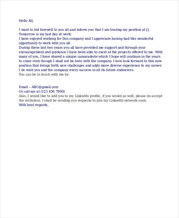 business greeting email sample