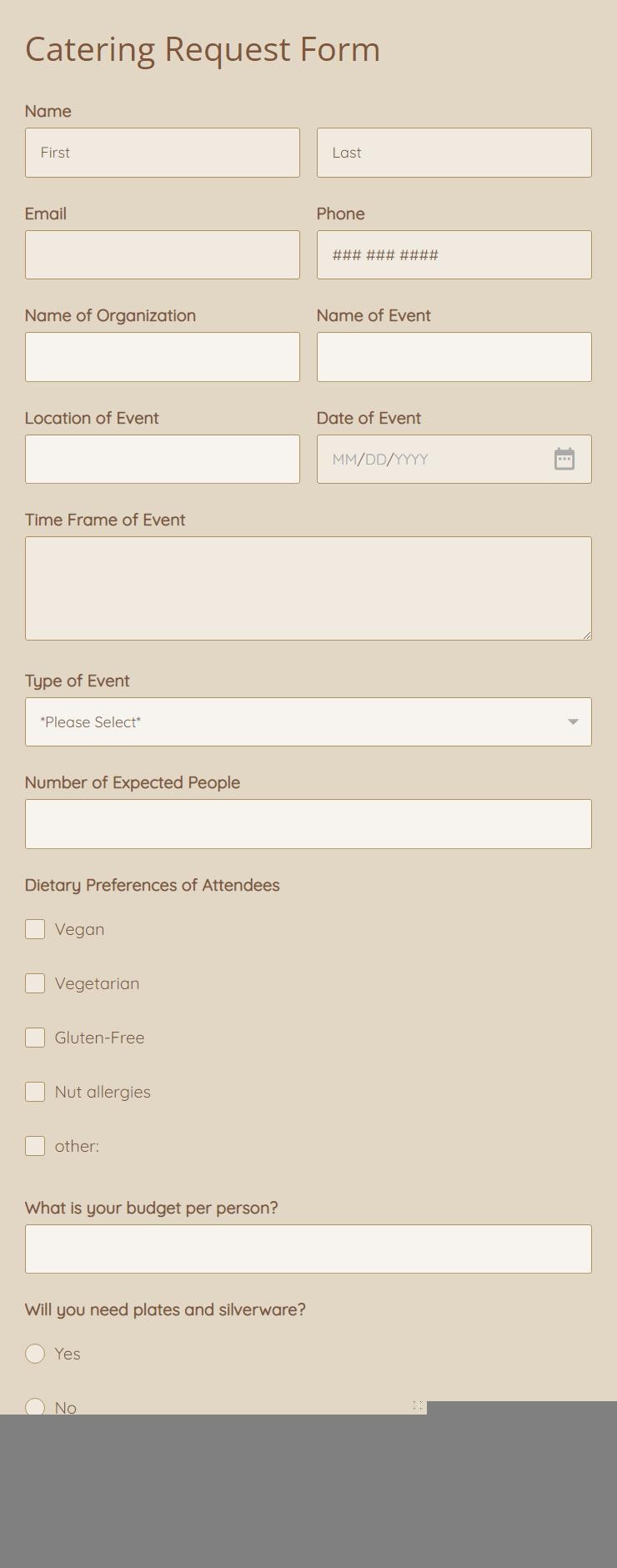 catering request email template