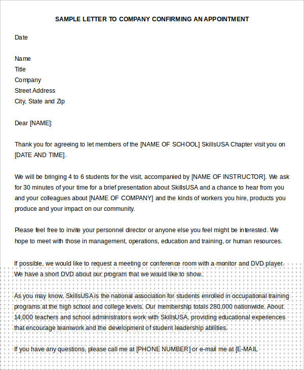 company visit request email