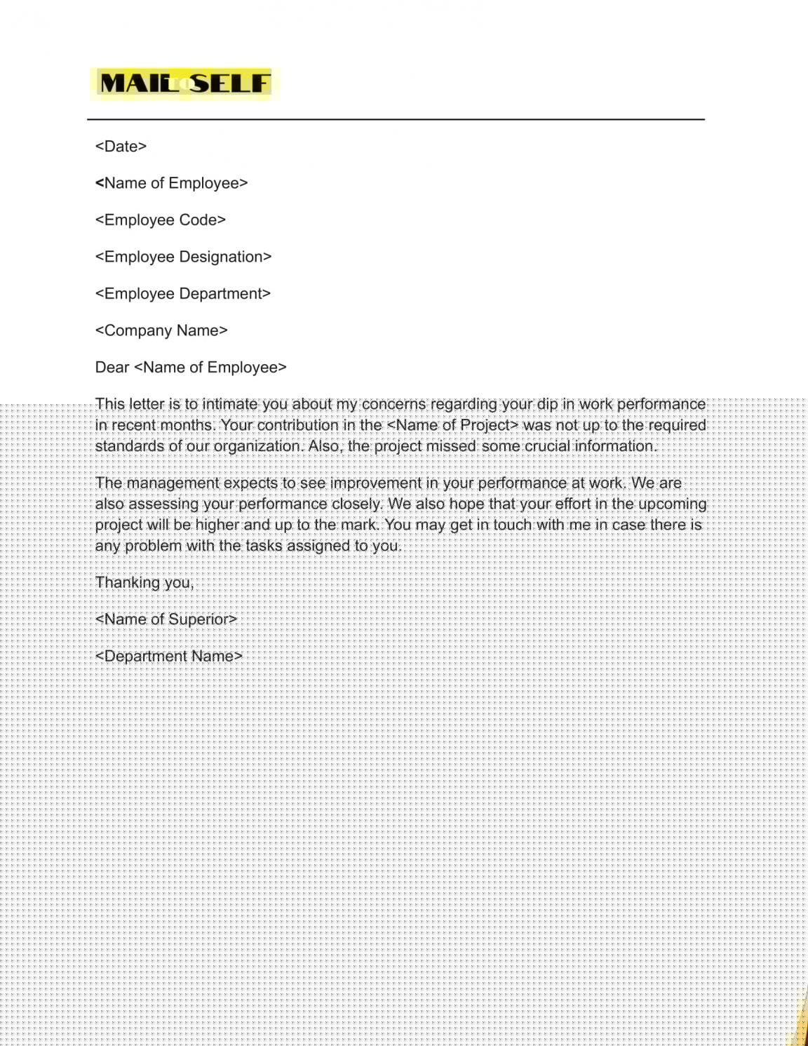 concern email example