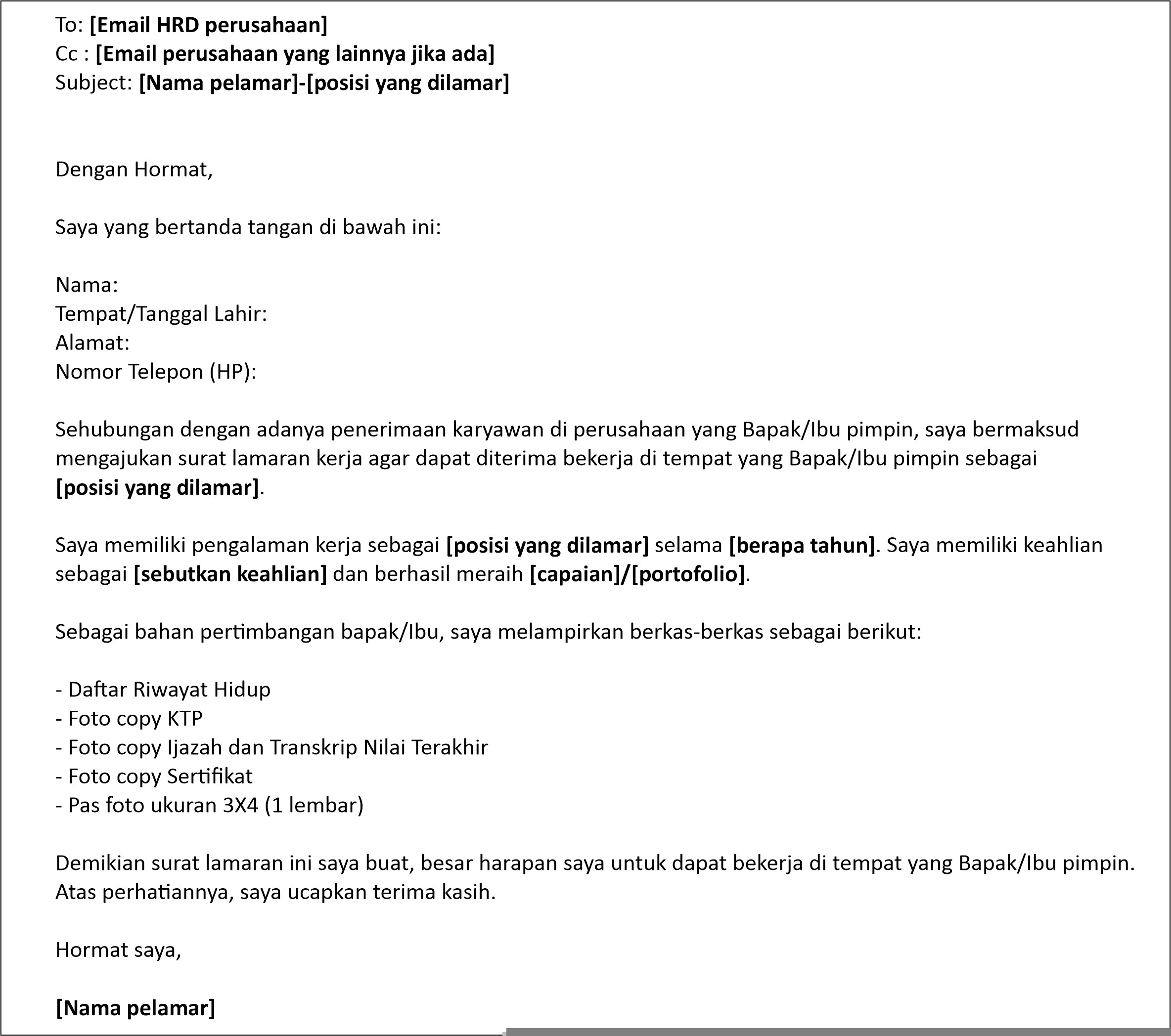 contoh email ke kedutaan