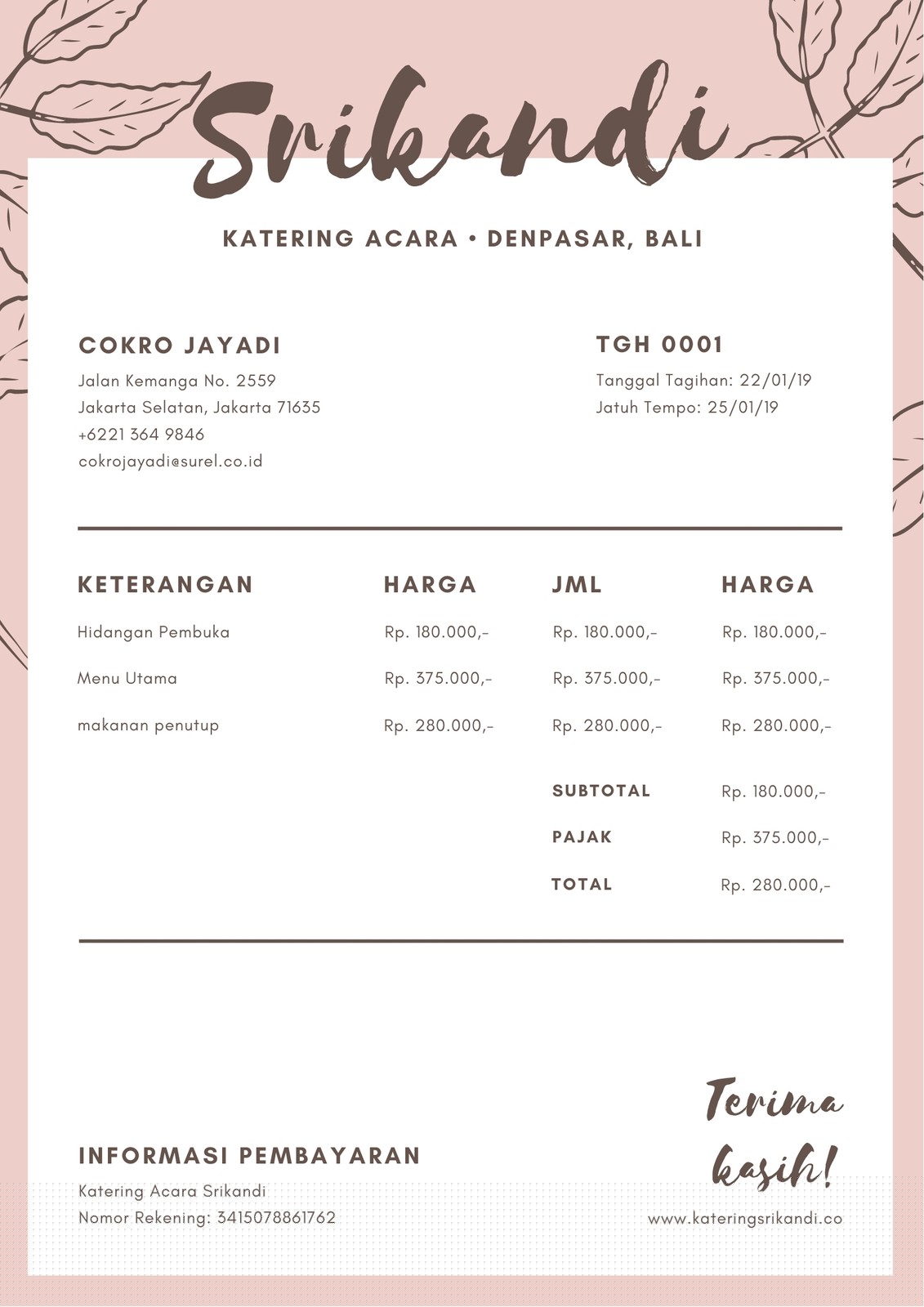 contoh quotation catering