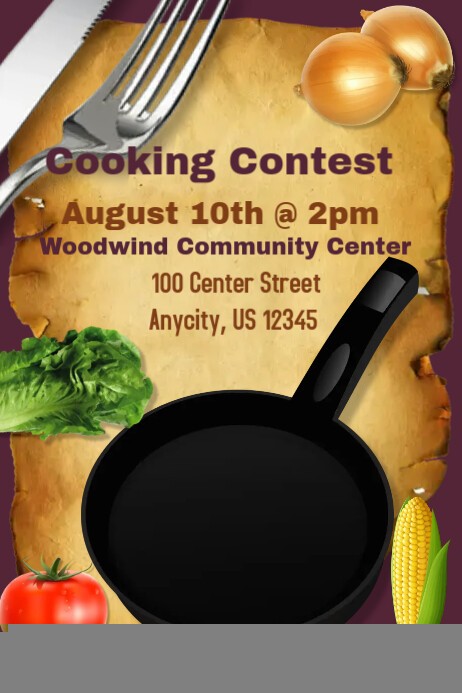 cooking competition email examples