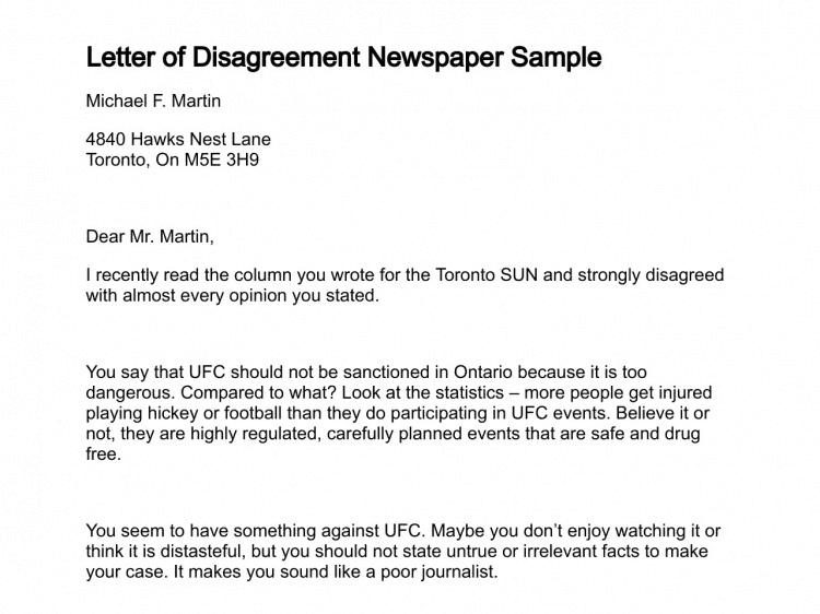 disagreement email sample