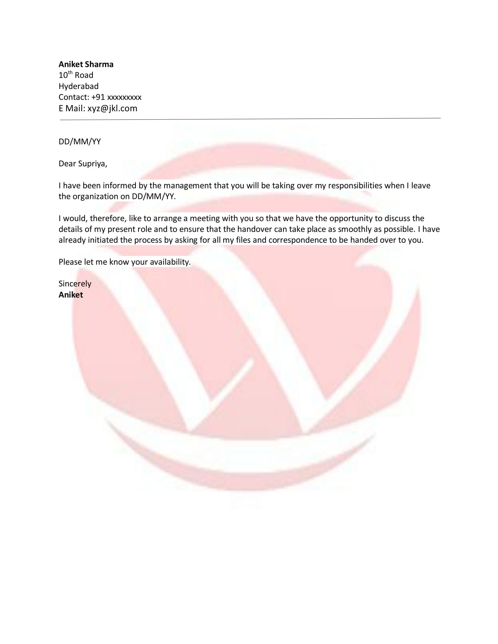 duty handover mail