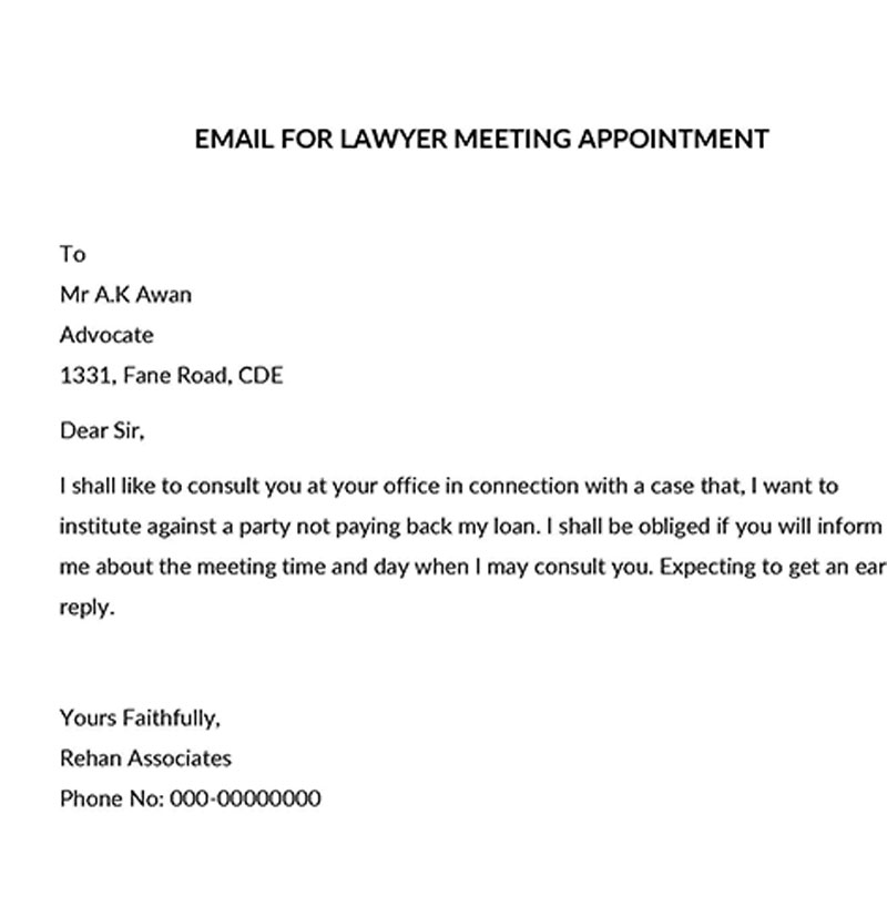 email for appointment request