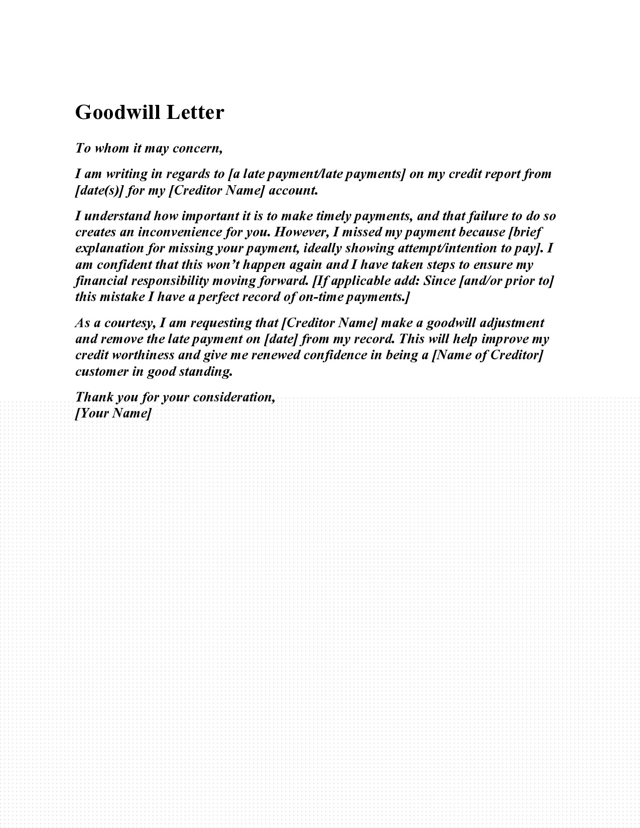 free samples of goodwill messages