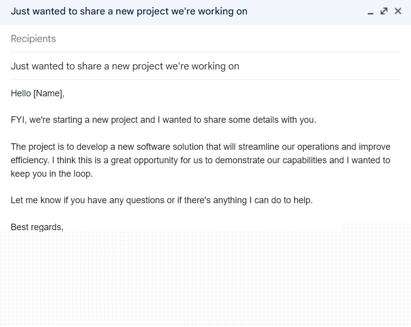 fyi email example