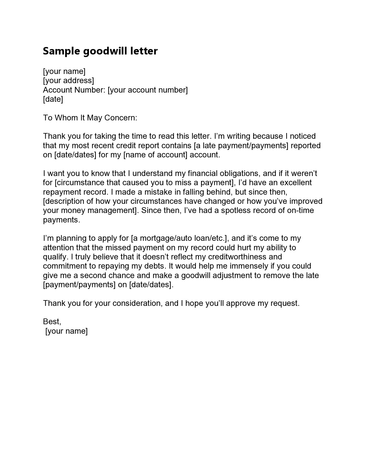 goodwill message examples