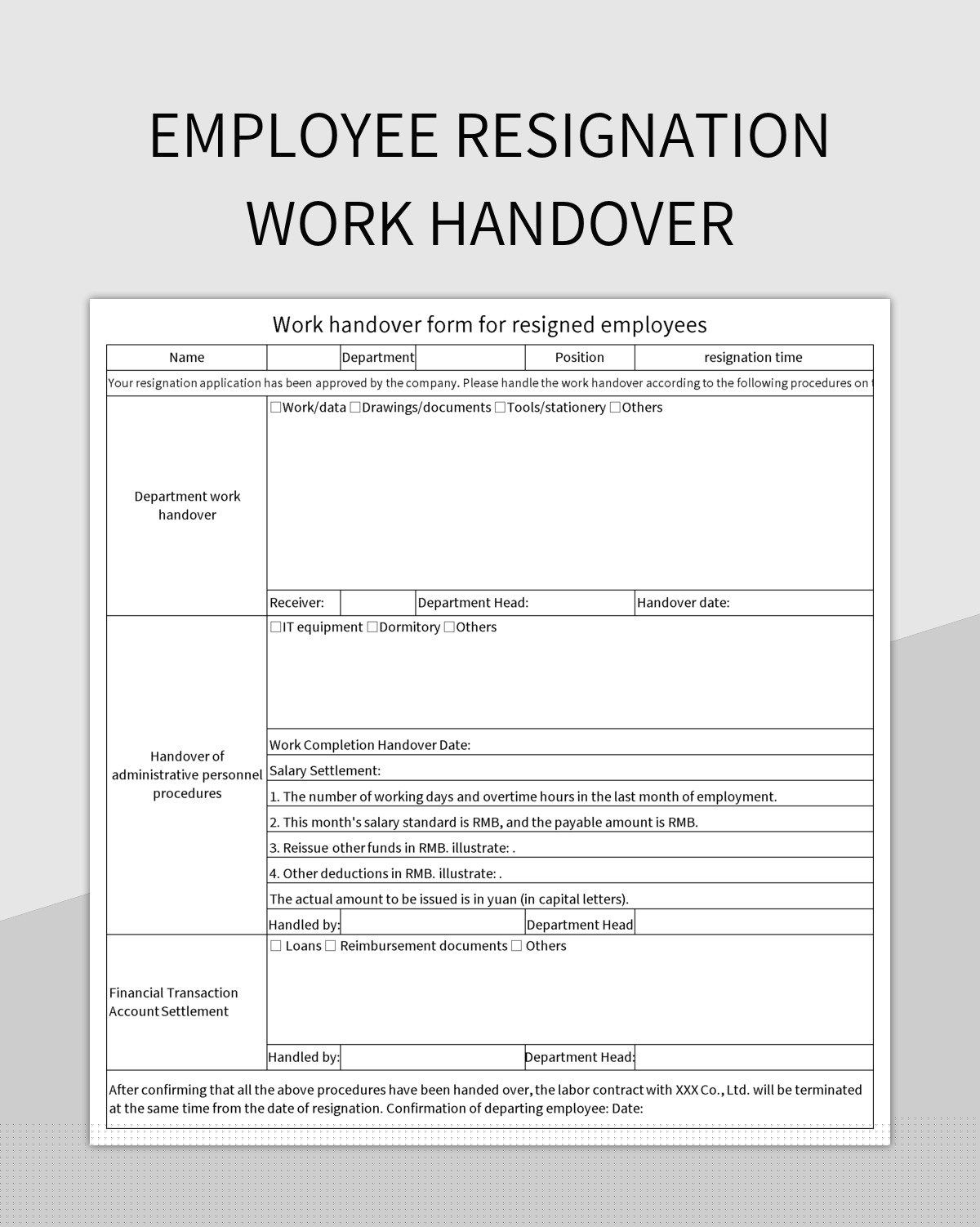 handover format after resignation