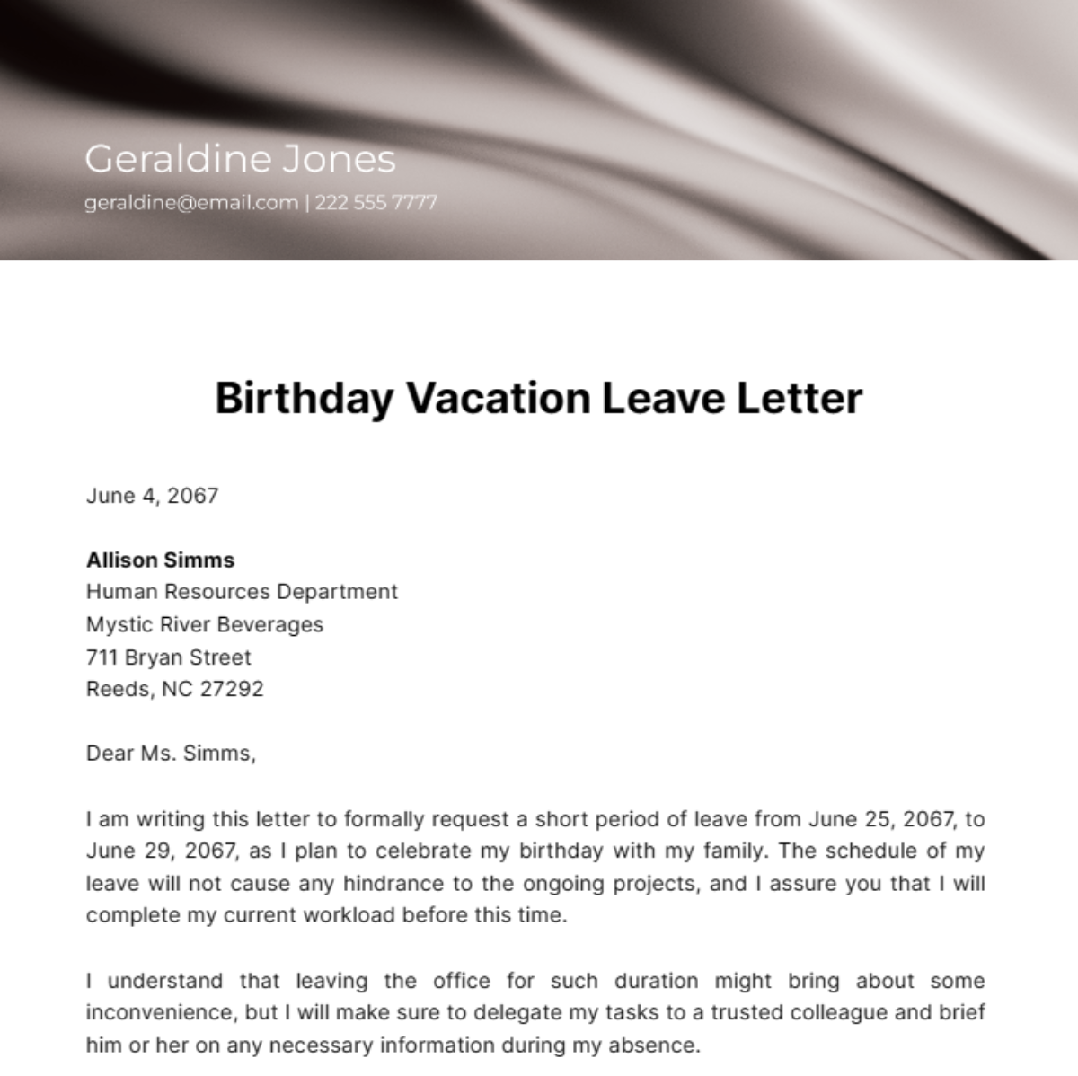 leave request for birthday