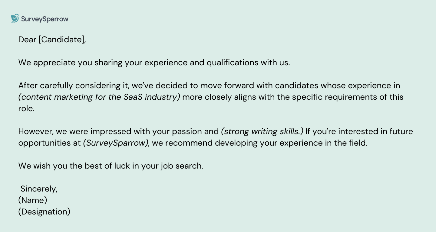 negative interview feedback sample email