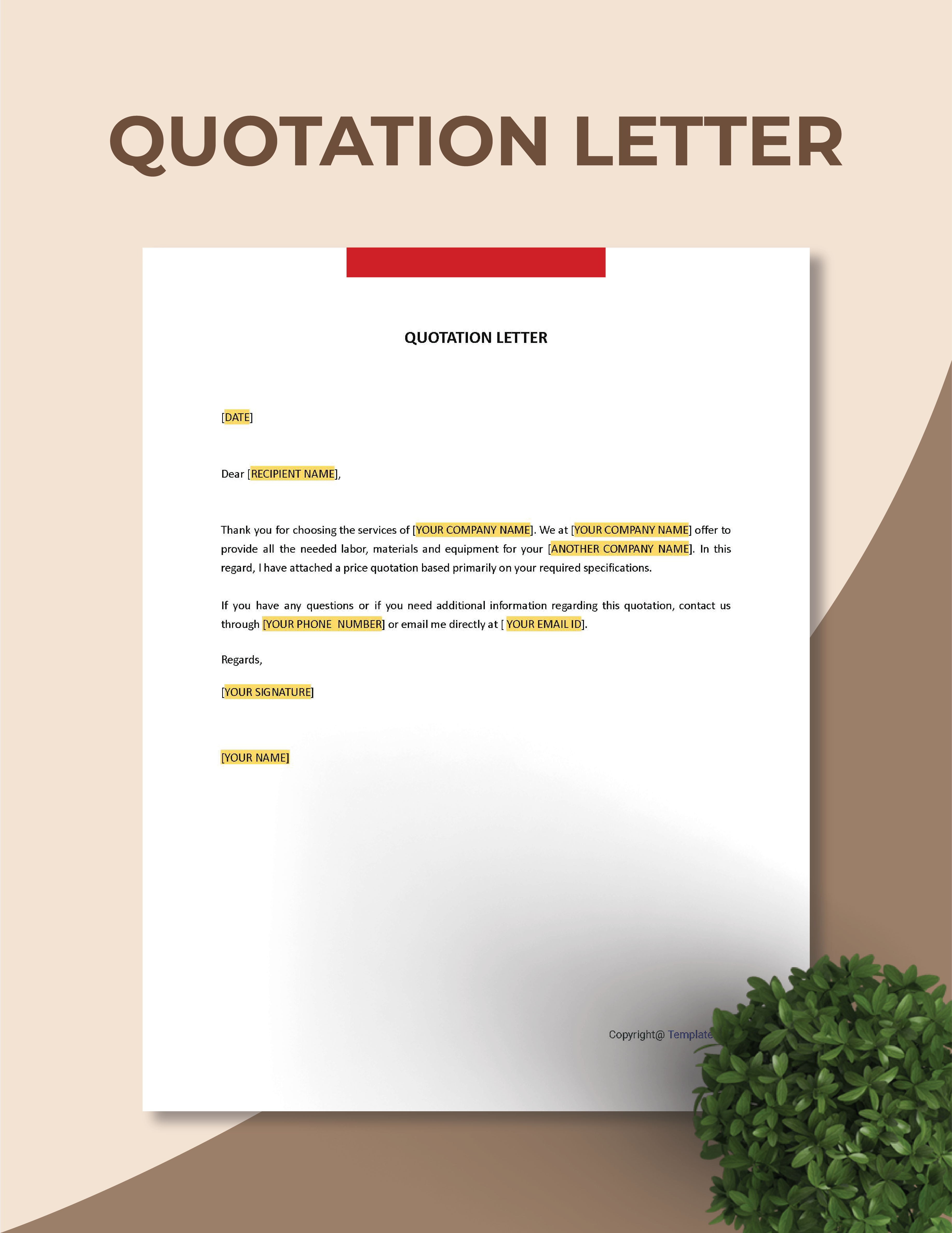 quotation email to customer