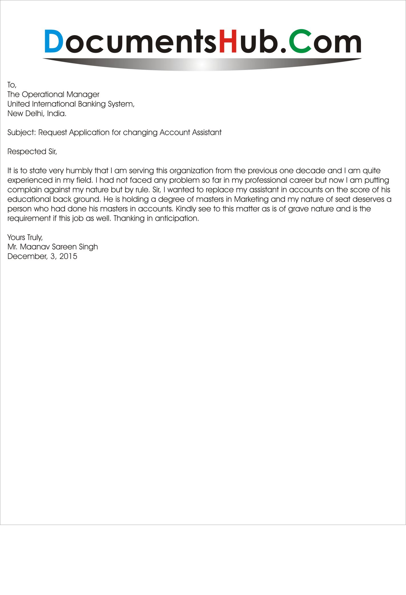 replacement of employee letter