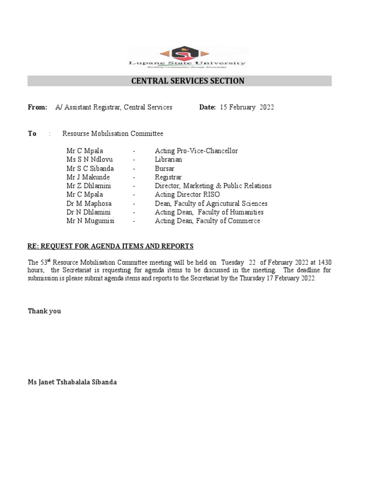 request for agenda items