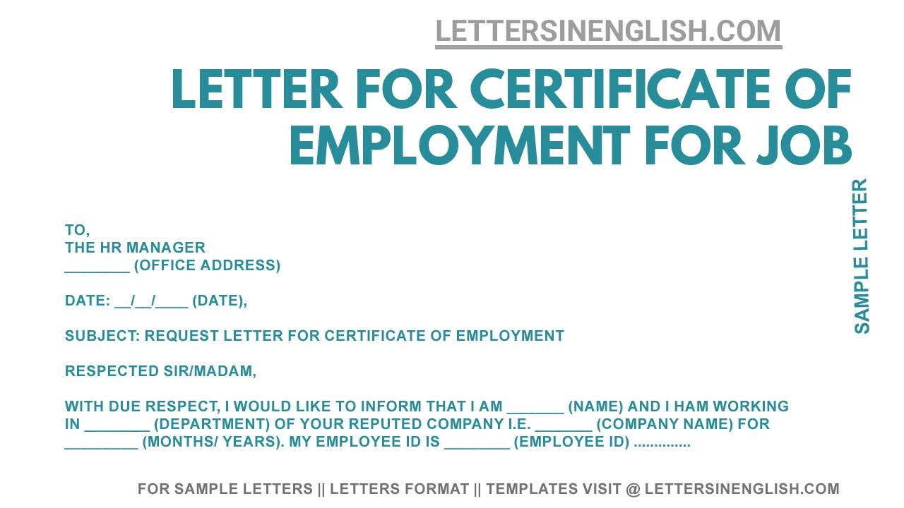 request for certificate of employment email