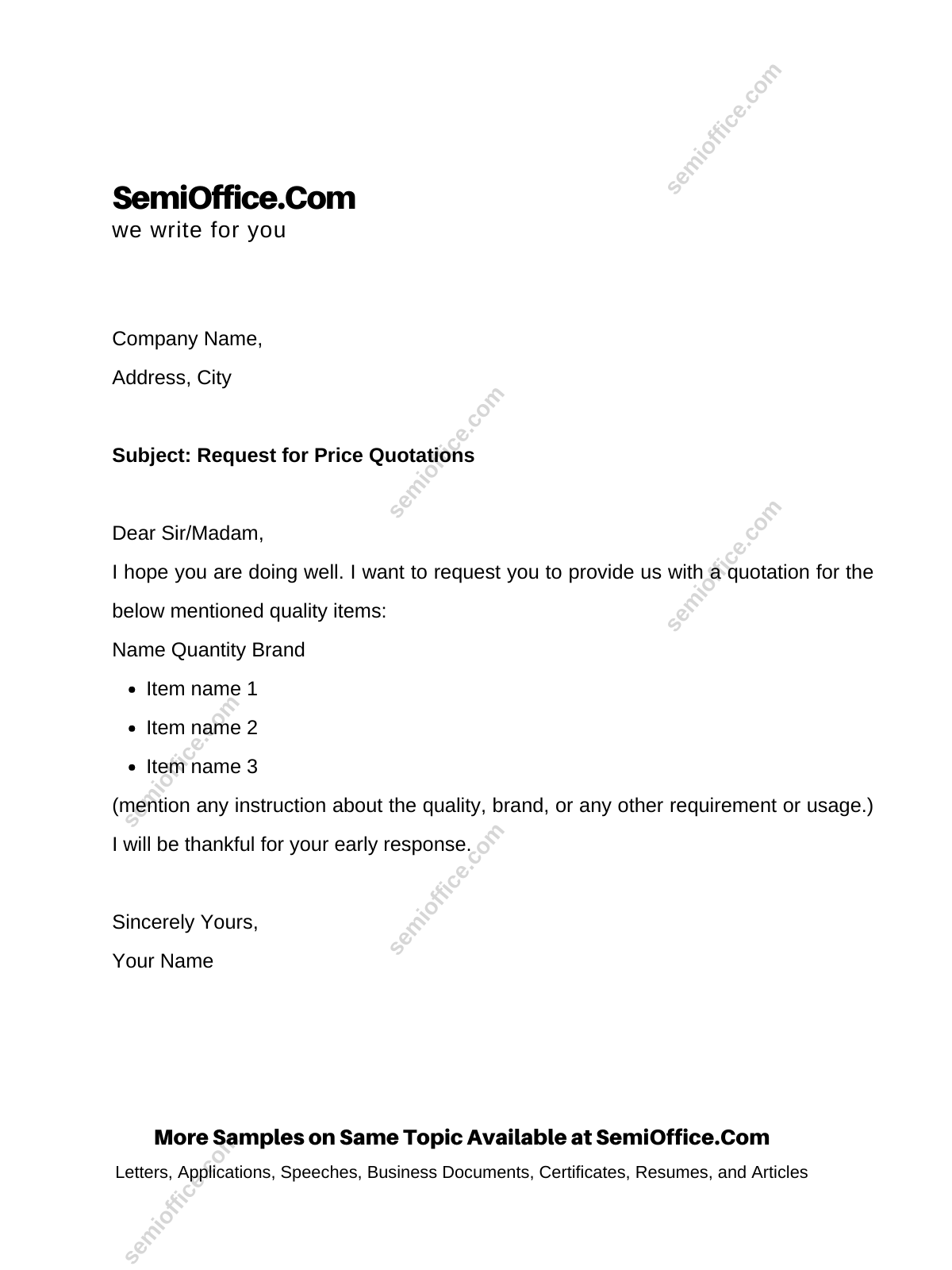 request for quotation email